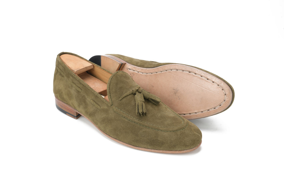 Bond X2 Men’s Tassel Loafers Green Suede