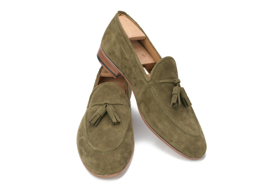 Bond X2 Men’s Tassel Loafers Green Suede