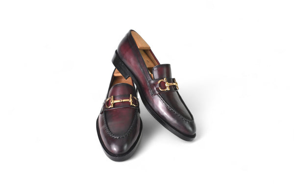 Prague Two-tone Burgundy Horsebit Loafers