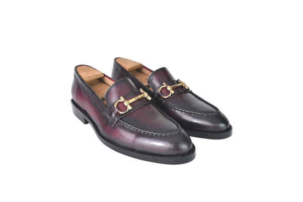 Prague Two-tone Burgundy Horsebit Loafers