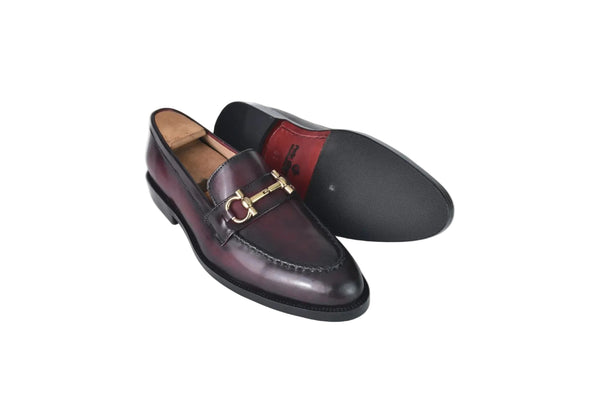 Prague Two-tone Burgundy Horsebit Loafers