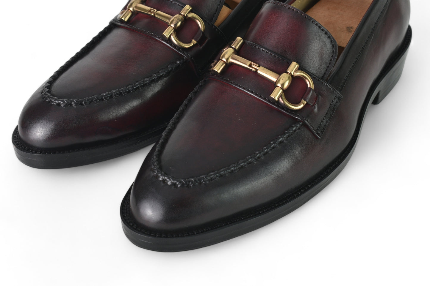 Prague Two-tone Burgundy Horsebit Loafers