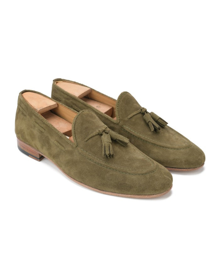 Bond X2 Men’s Tassel Loafers Green Suede