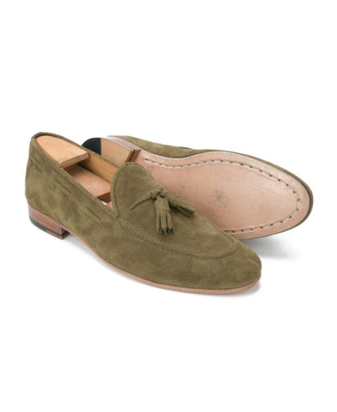 Bond X2 Men’s Tassel Loafers Green Suede