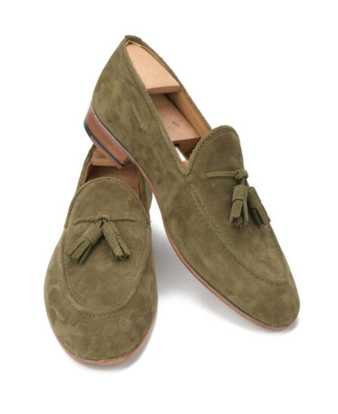 Bond X2 Men’s Tassel Loafers Green Suede