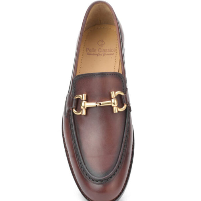 Bali Men’s Horsebit Loafer Burnish Brown Hand-Painted Shoes