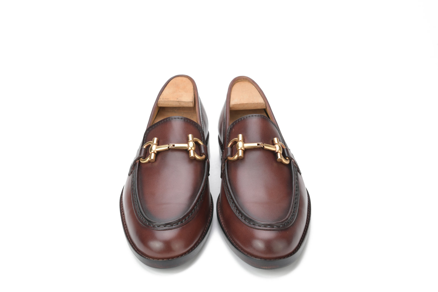 Bali Men’s Horsebit Loafer Burnish Brown Hand-Painted Shoes