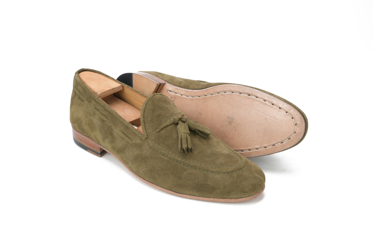 Bond X2 Men’s Tassel Loafers Green Suede