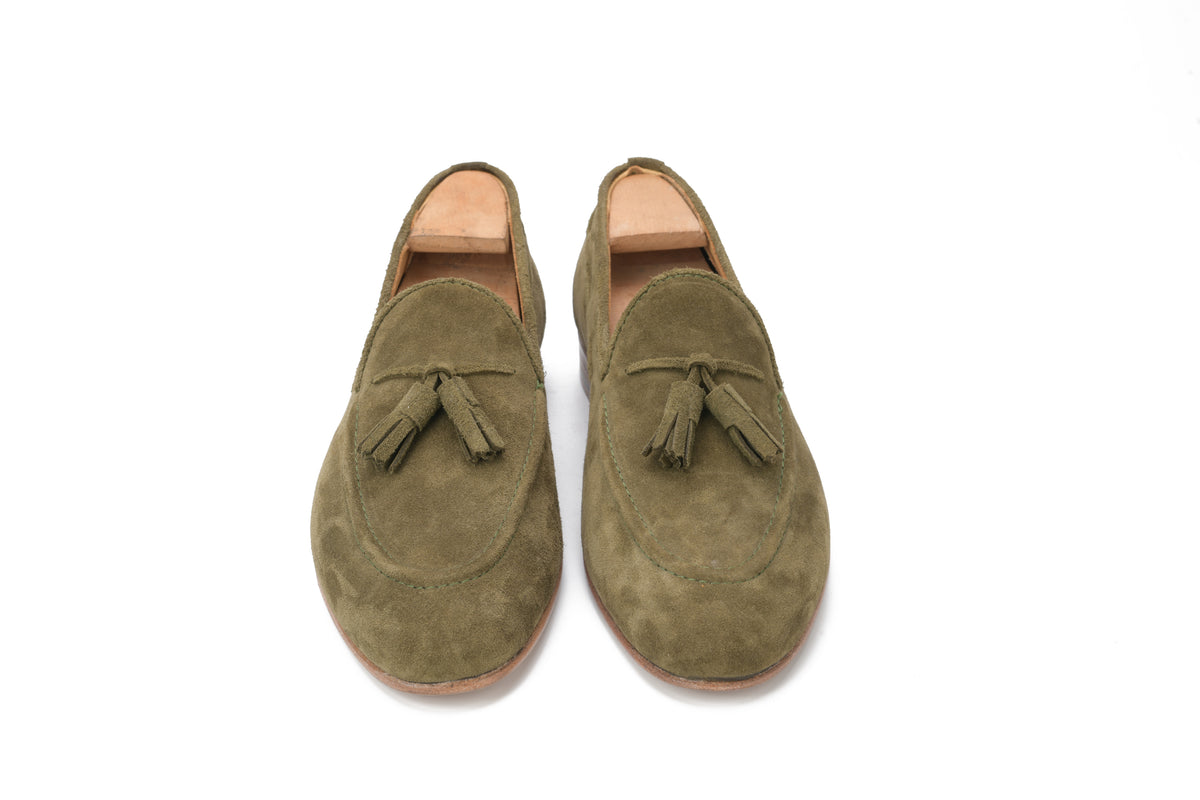 Bond X2 Men’s Tassel Loafers Green Suede