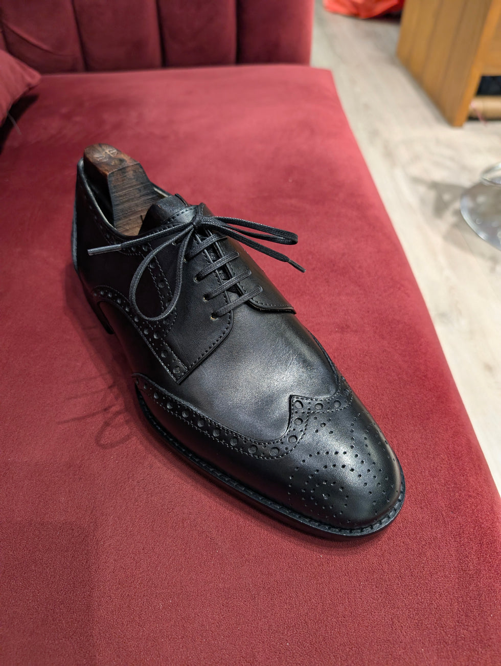 Obsidian Black Wingtip Derby Shoes