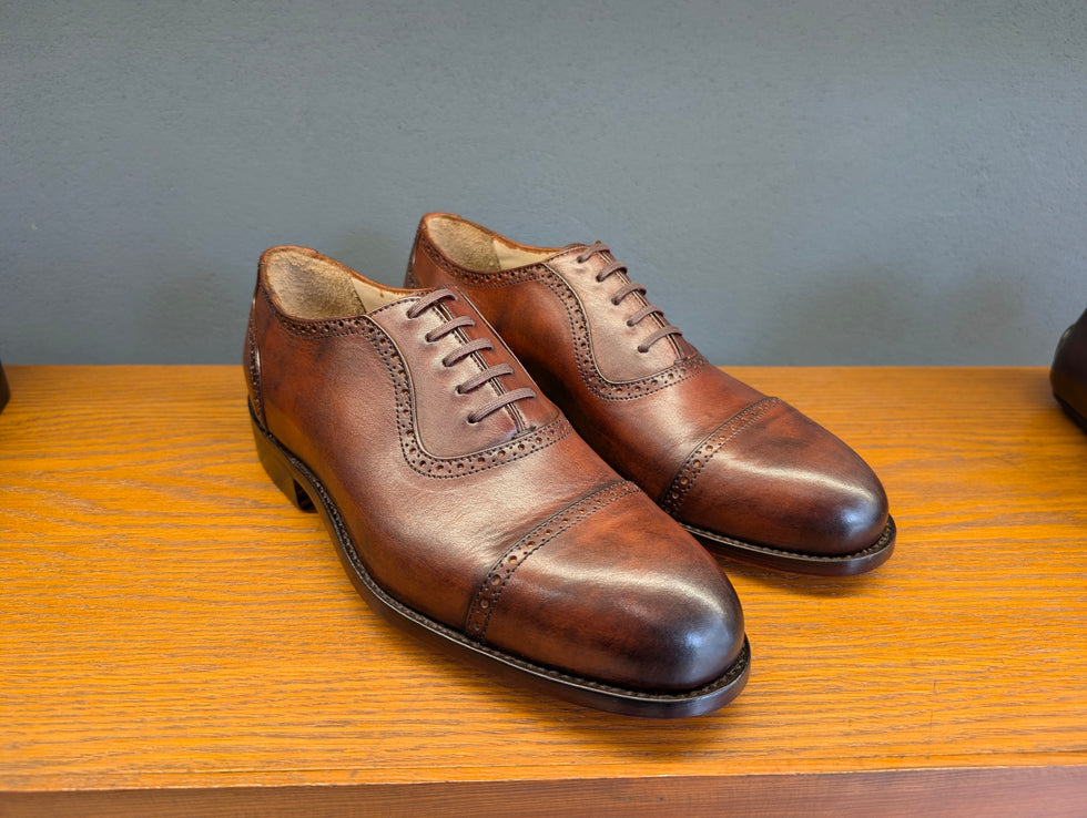 Handwelted Two-Tone Patina Leather Adelaide Oxford