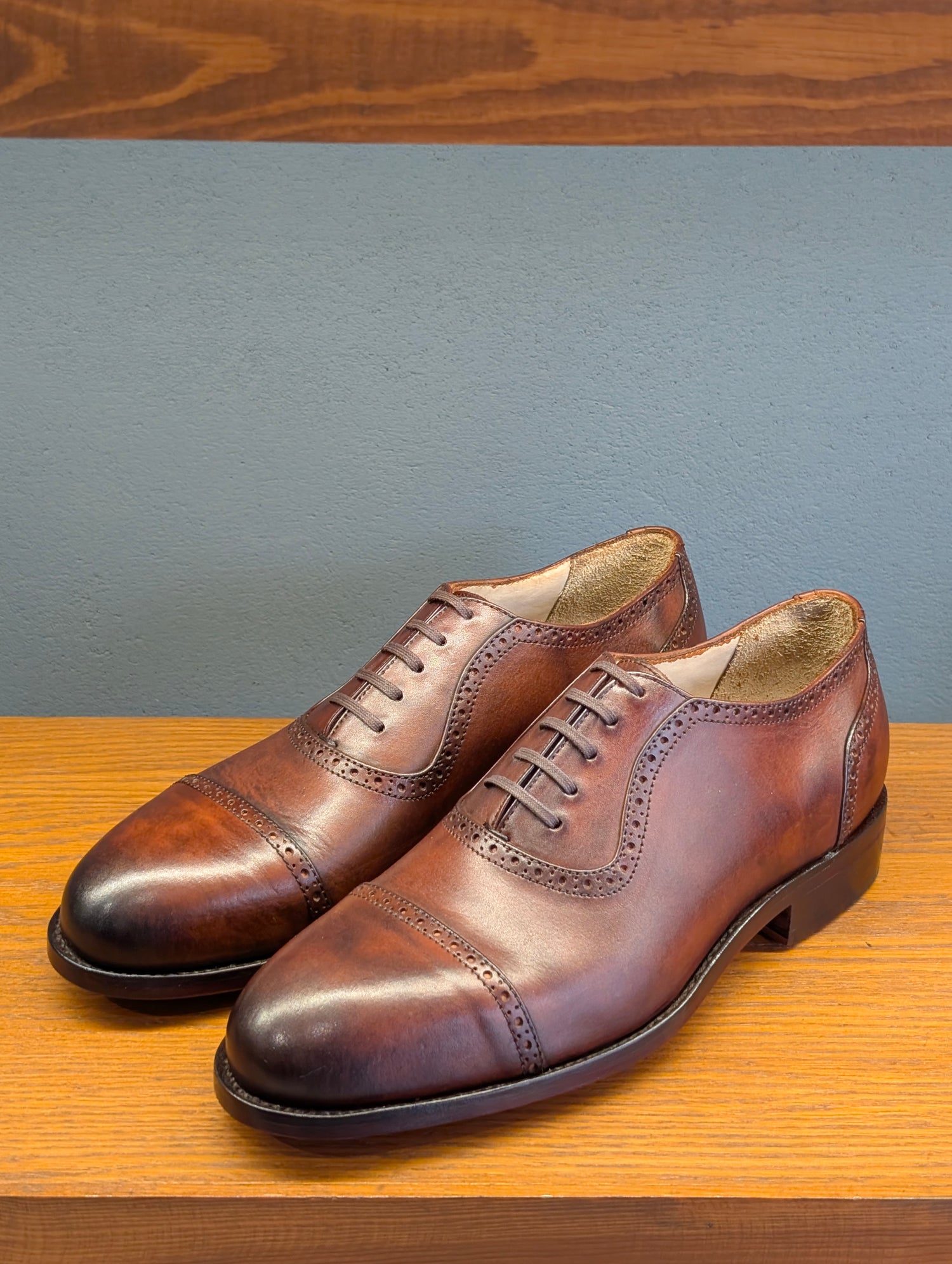 Handwelted Two-Tone Patina Leather Adelaide Oxford