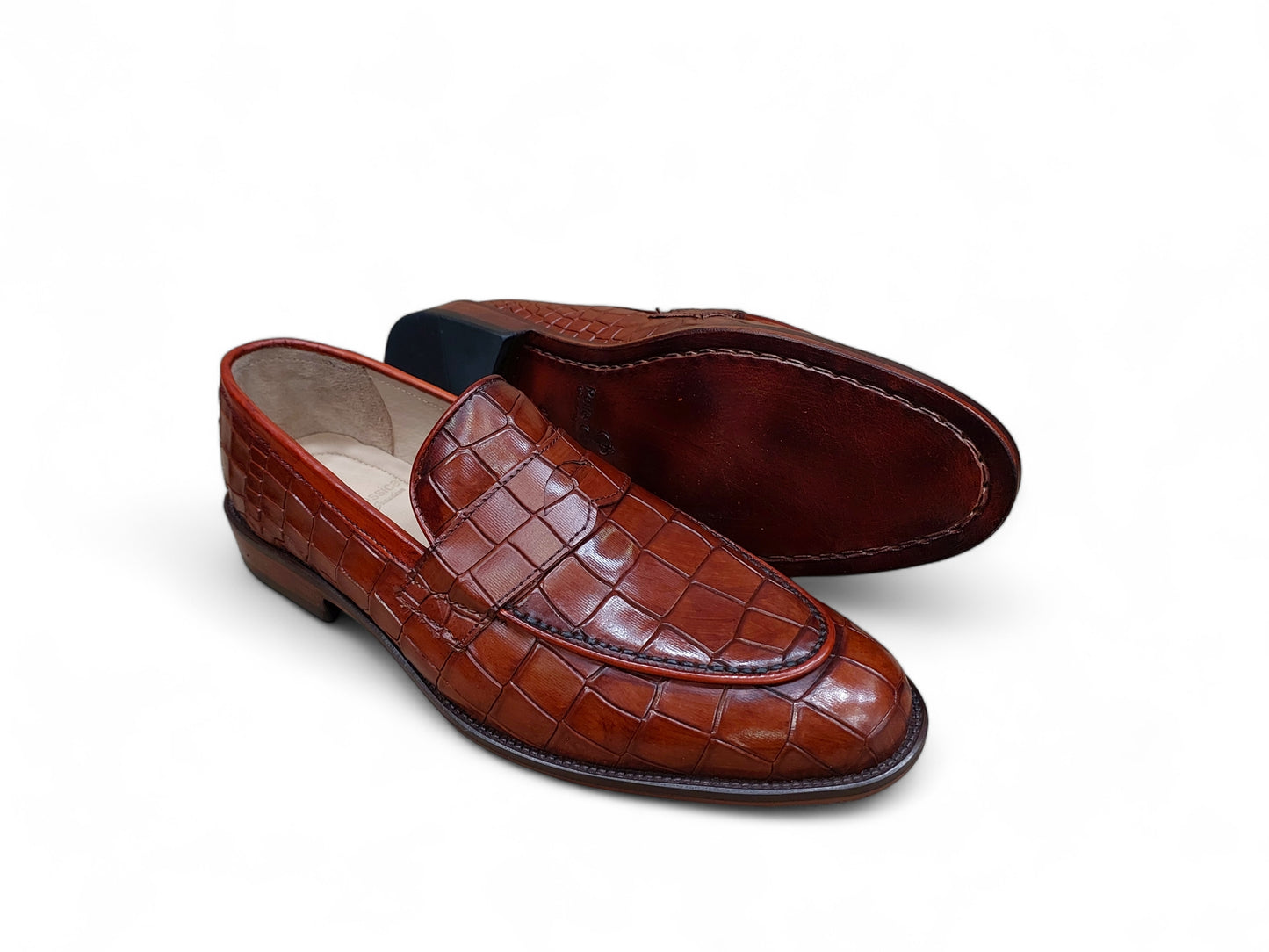 Windsor X1 Brown Crocodile Embossed Calfskin Loafers