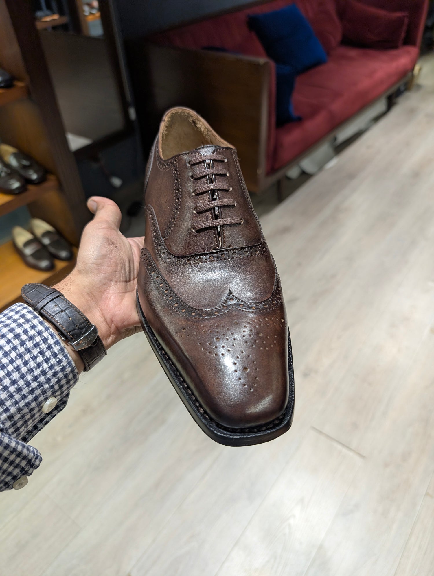 Hand Welted Full Brogue Wingtip Oxfords
