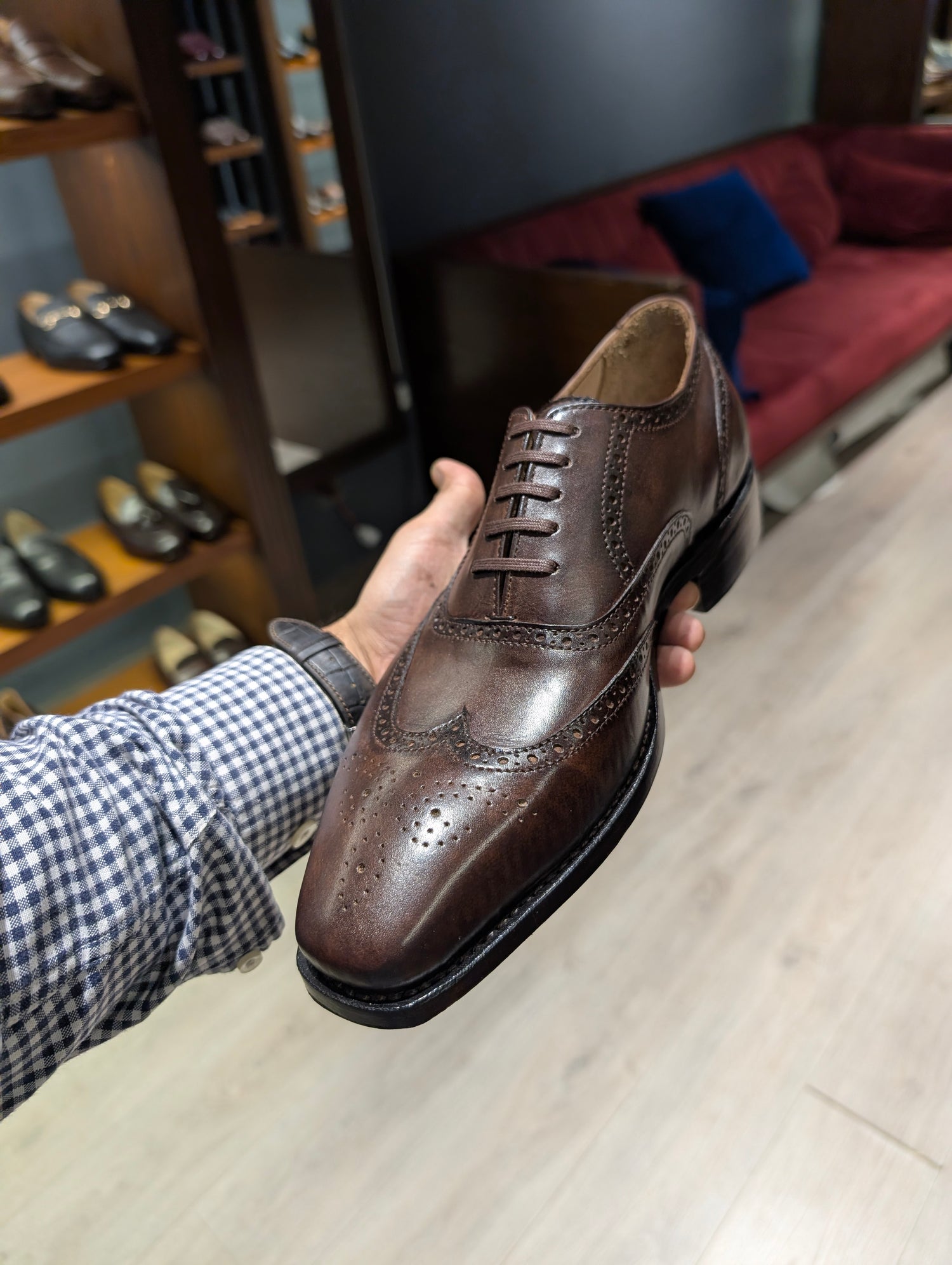 Hand Welted Full Brogue Wingtip Oxfords