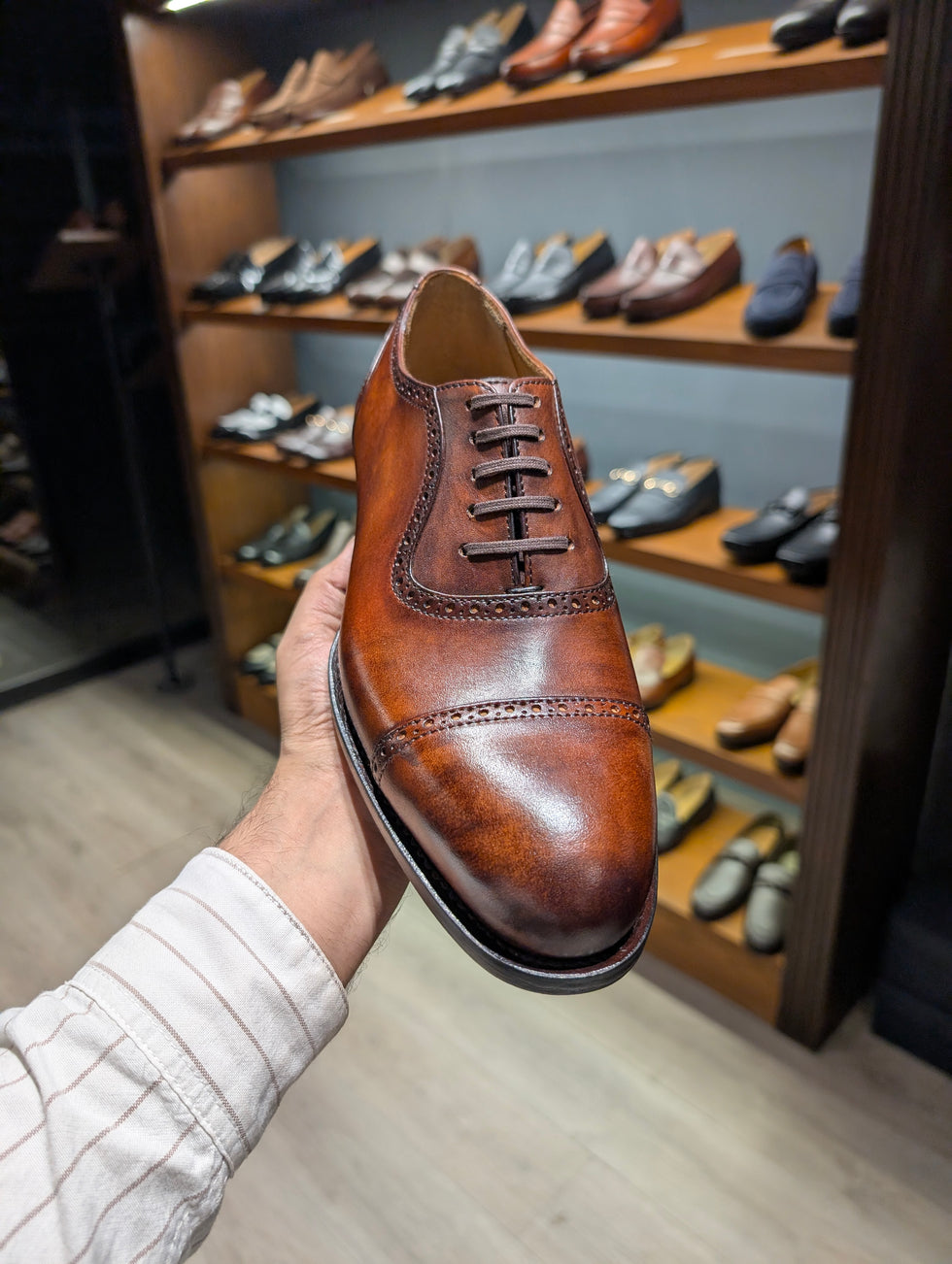 Handwelted Two-Tone Patina Leather Adelaide Oxford