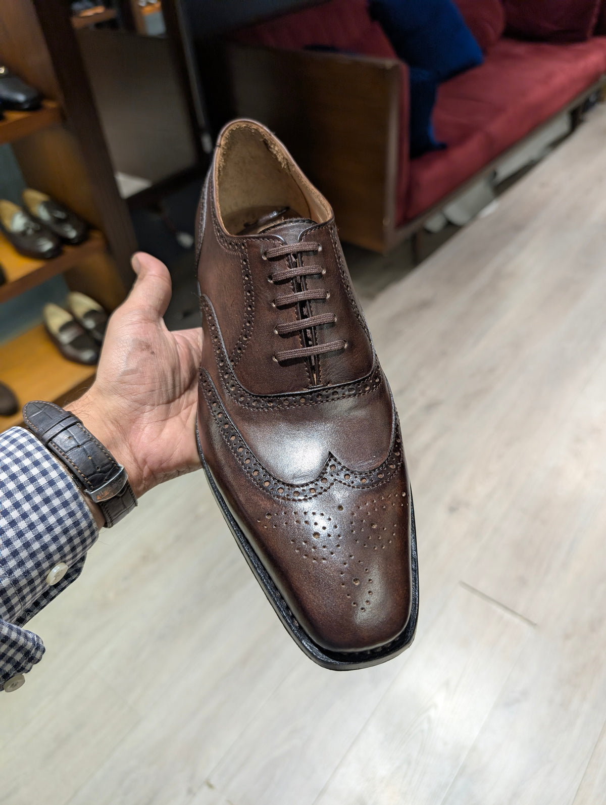 Hand welted Full Brogue Wingtip Oxfords
