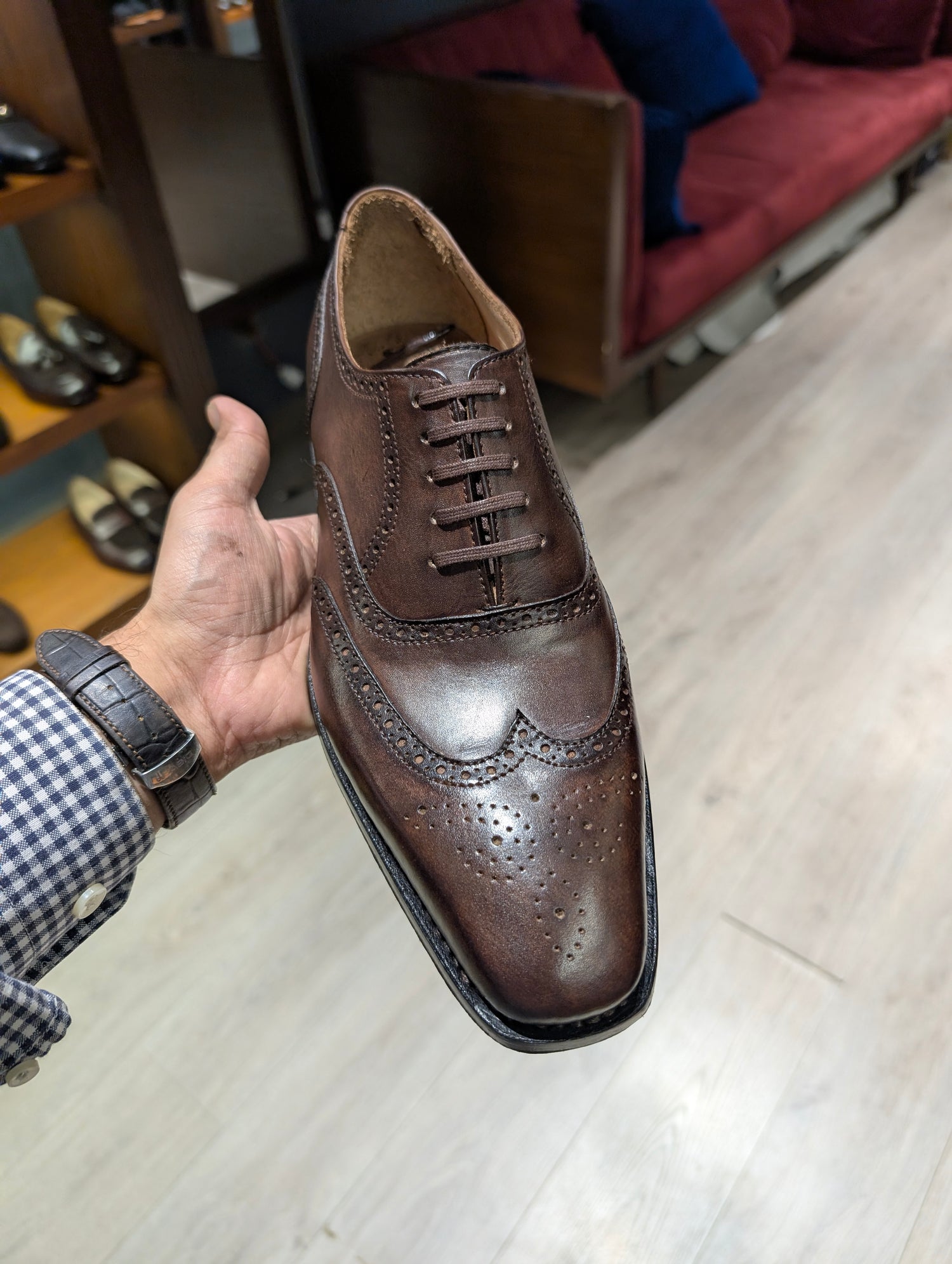 Hand Welted Full Brogue Wingtip Oxfords