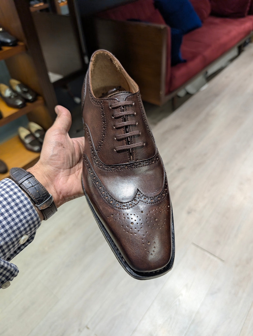 Hand Welted Full Brogue Wingtip Oxfords
