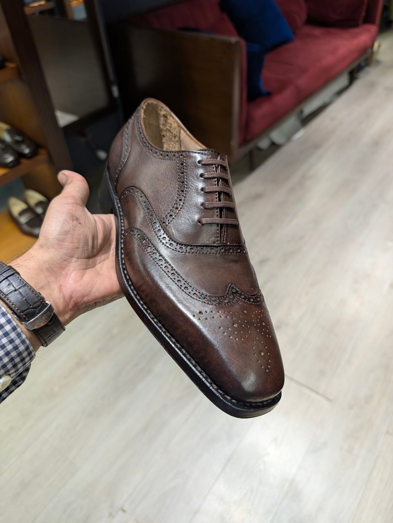 Hand Welted Full Brogue Wingtip Oxfords
