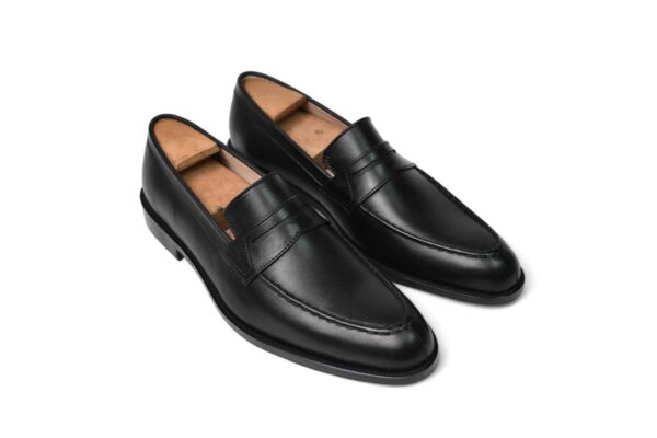 classic black handmade leather penny loafer