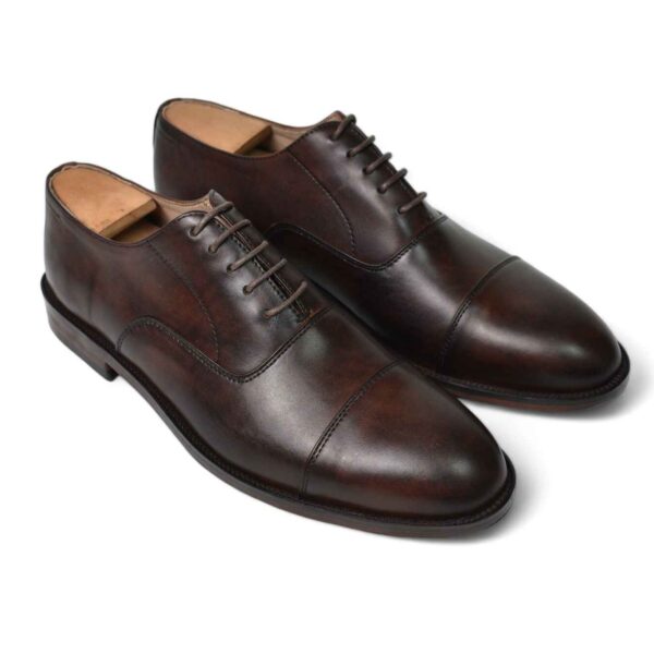 Bristol X3 Men's Formal Cap Toe Oxford Shoe Brown leather handmade